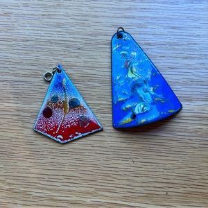 2 vintage enamel pendants!